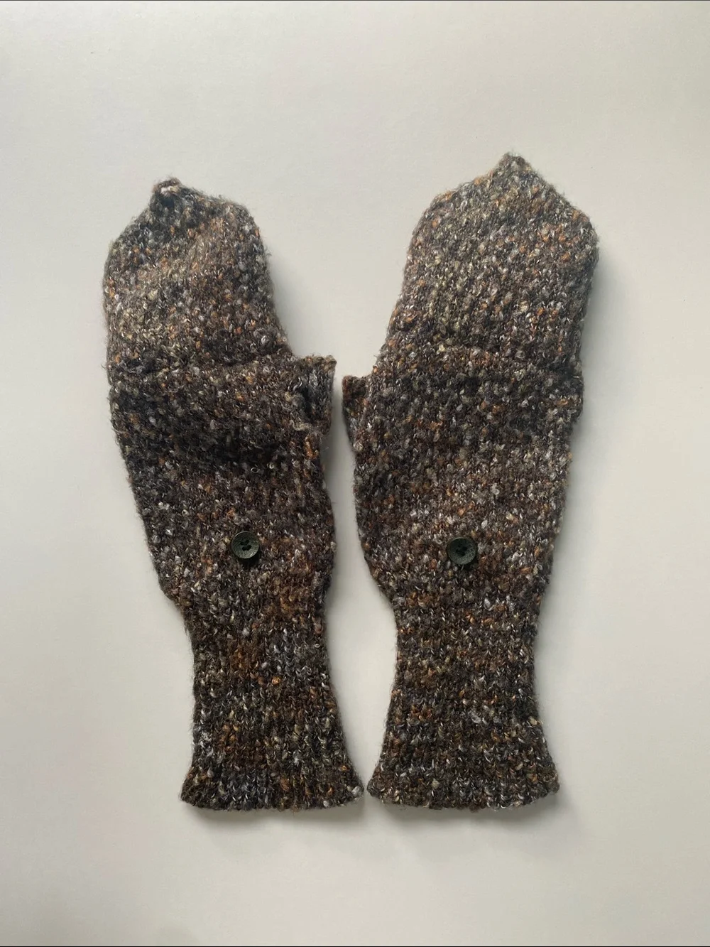 Anthropologie Brown Speckled Convertible Knit Mittens